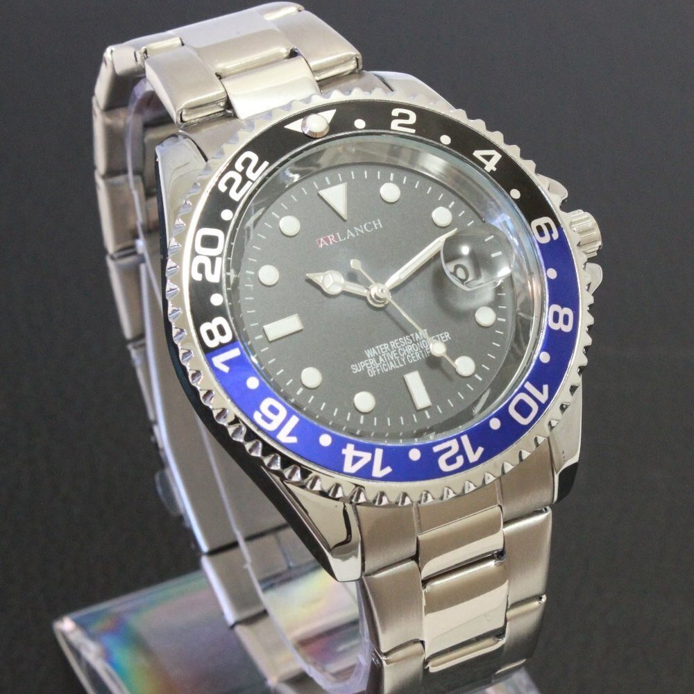 Men's Diver Style Watch Batman Bezel Stainless Bracelet 40mm - Picture 5 of 12